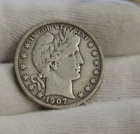 1907 S US Barber Silver Half 50c Fine +