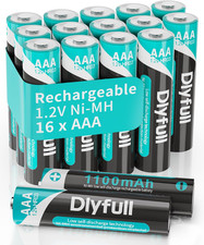 Rechargeable AAA Batteries 16 Pack, 1100 Mah High Capacity 1.2V Nimh AAA Recharg