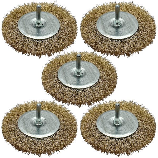 5X ScheibenbüRste DrahtbüRste 100Mm StahlbüRste RundbüRste Gewellt Bohrmaschine-image