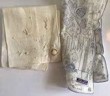 Set of 2 Beautiful White Handkerchiefs, NOS