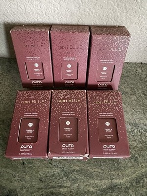 Lot 6 Pura Capri Blue Holiday Diffuser Refill in Tinsel & Spice Fragrance 10ml