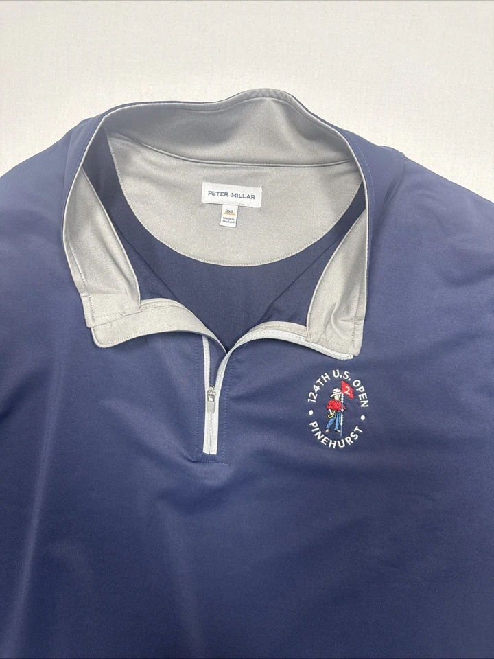 Peter Millar Pullover Men 3XL Blue Performance Quarter Zip US Open Pinehurst - Image 3 of 4