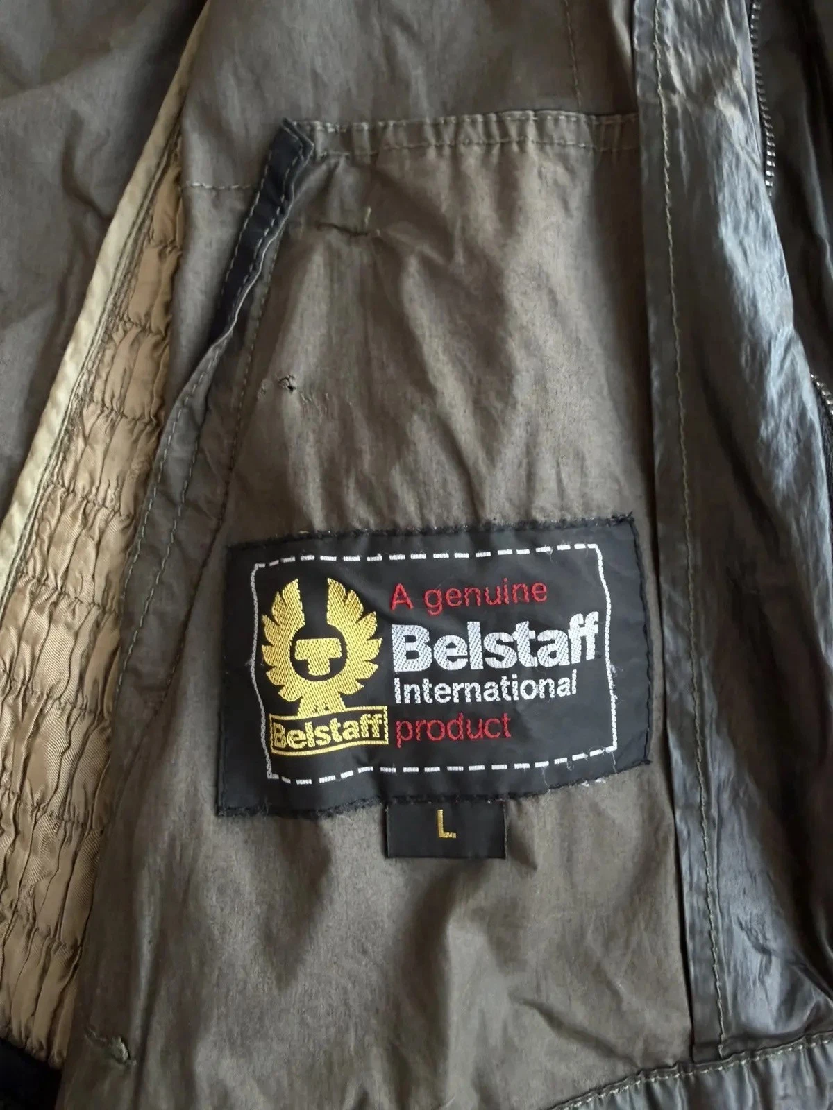 Belstaff Gangster 1969 Black Prince Label Coated Biker Jacket Dark Olive L - product detail image 8