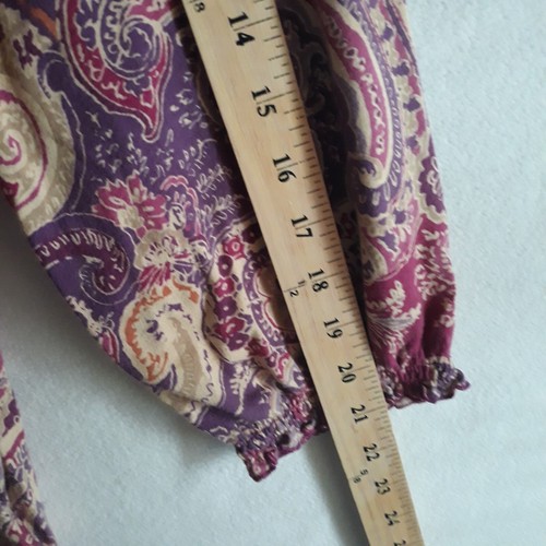 Lauren Ralph Lauren Blouse Womens Large Paisley Purple Pink Long Sleeve Ruffles - Picture 5 of 10