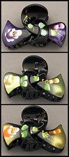 LARGE BLACK ACRYLIC HAIR CLAW HANDPAINTED FLOWERS SELECT COLOR FREE USA SHIPPING