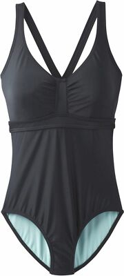 $125 Prana Swimwear Womens Black Crossback Underwire One-Piece Swimsuit Size 32D