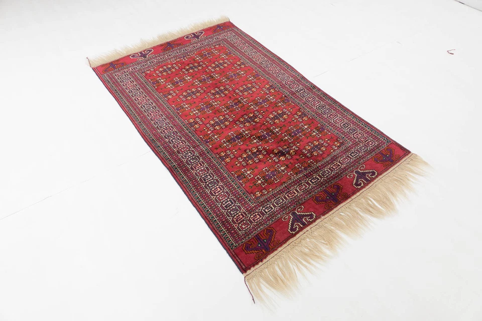 Кавказский ямутский ковер ручной вязки 120x180 красный геометрический узор шерсть - Изображение 4 из 4