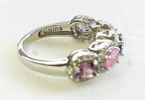 HSN Colleen Lopez Sterling Silver Pink, Purple Spinel & White Topaz Ring Size 6 - Picture 4 of 7