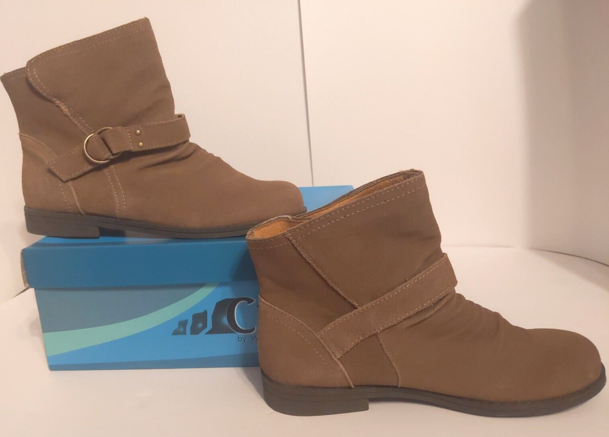 White Mountain Cliffs Fig Brown Suede Shearling Lined Buckle Boots