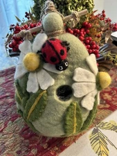 Wild Woolies Handmade Felted Birdhouse - Daisy Lady Bug HOUSE
