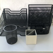 Rolodex And Rubbermaid Office Desk Organizer Lot Metal Mesh Black Organizer