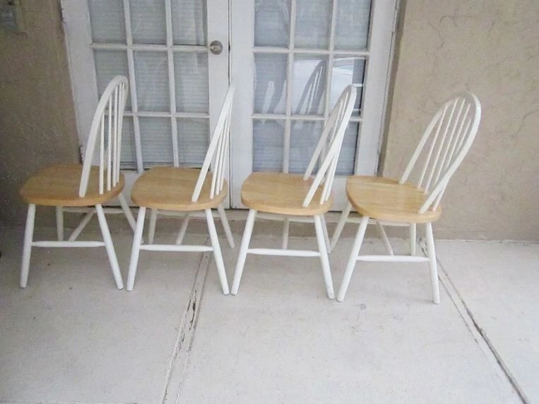 Комплект из 4 обеденных стульев из массива дерева с бантом и спинкой Windsor - Изображение 4 из 4