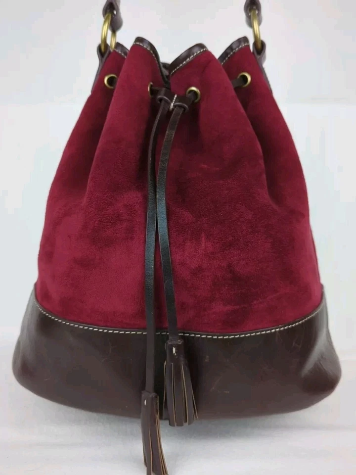 Lands End Bucket Bag Purse Soft Faux-Suede-Polyester Leather-Trim (No Pockets) - Image 2 of 4