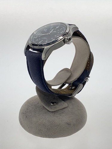 HAMILTON H704550 KHAKI FIELD Black Navy Watch Denim Band Men From Japan C - Picture 2 of 5