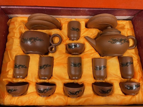 Juego de té de terracota chino de 21 piezas de colección nuevo con caja de coleccionistas patrimonio - Imagen 4 de 7
