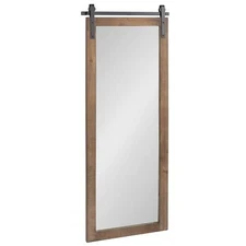 Kate and Laurel Cates Farmhouse Wood Framed Wall Mirror, 18 x 50, Rustic Brow...