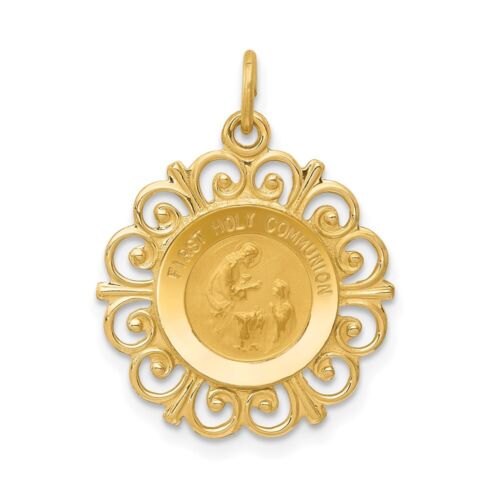 14k Yellow Gold First Holy Communion Charm Pendant 1.3gm L-0.95 Inch