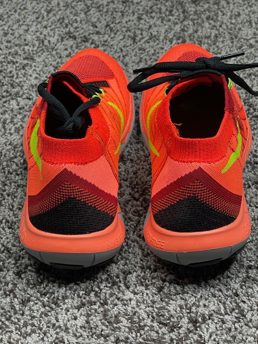Nike Free Flyknit 3.0 Orange Running Shoes Mens SZ 10 WM SZ 11.5