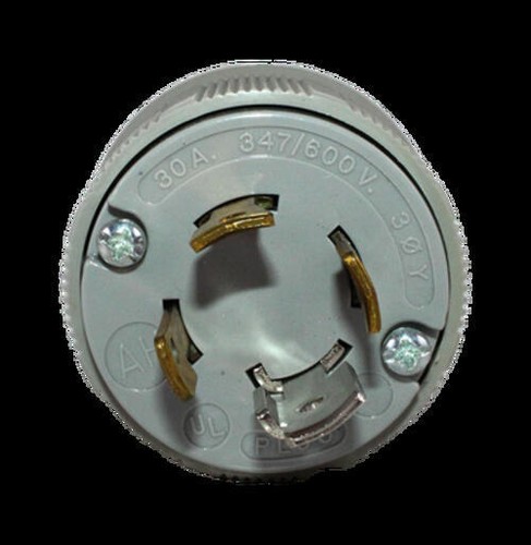 Eaton Arrow Hart 6602 Locking Plug 30A 347/600V 3Ph 4P 4W Cord NEMA L20-3 - Picture 3 of 3