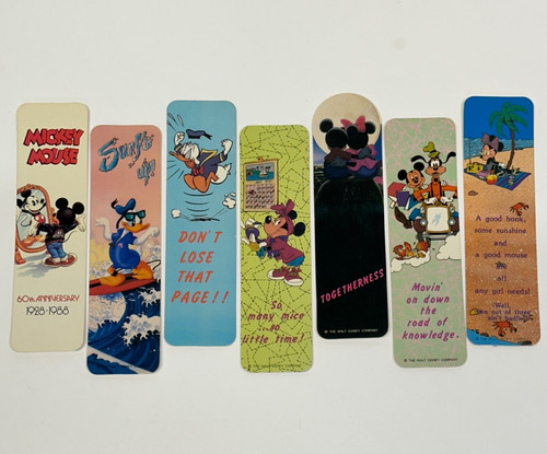 7 Vintage 1980s Bookmarks Rare Mickey Minnie Donald Goofy Walt Disney Company