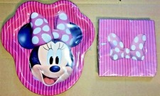 Minnie Mouse 8 Minnie Shaped Plates  16 Large Party Napkins New Free Ship 