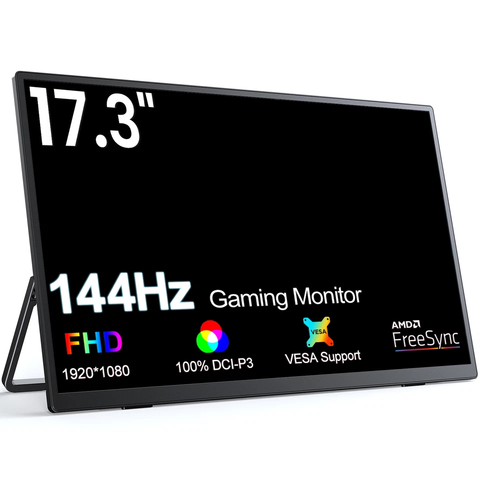 EVICIV 144Hz Portable Monitor, 17,3 Zoll Tragbarer Mobiler IPS Bildschirm 1080P