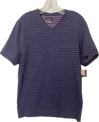 Alfani Men's T-Shirt Blue Stripe V-Neck Short Sleeve Size M | eBay
