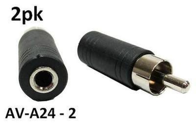 2pk 3.5mm Mono Female Jack to RCA Male Plug Adapter