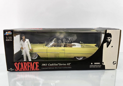 SCARFACE 1963 Cadillac Series 62 Movie Car & Figure 1:18 Diecast JADA TOYS NEW - Afbeelding 1 van 17