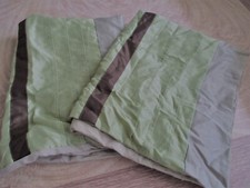 pair of standard size pillow shams brown and green pleated