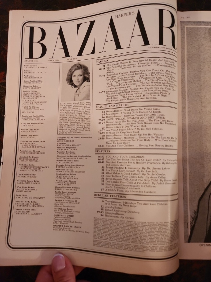 Bazaar Magazine Harper's July 1975 Cheryl Tiegs With Label | eBay