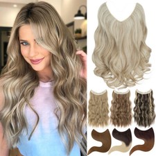Highlight Real Hairpiece as Human Wire in Hair Extension Invisible Headband Wavy