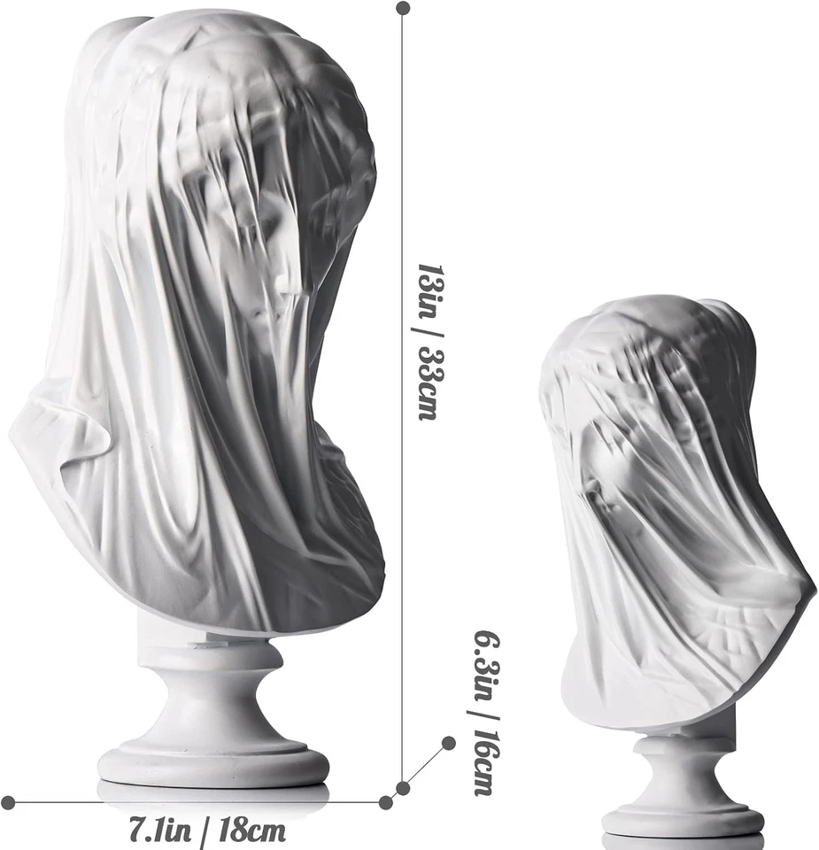 13 Inch Veiled Lady Bust Greek Goddess Statue,Large Classic Roman Bust Greek Myt - Image 2 of 4