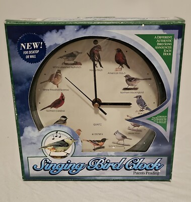 Singing Bird Clock 8'' Mark Feldstein Open Box Vintage 1997 2 Scratches See Pic