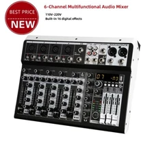 KP6 6-CH Audio Mixer Built-in 16 Digital Effector 48V Phantom Power 110V-220V