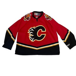 Maillot Vintage Calgary Flames Années 80 CCM Fabriqué Au Canada - Taille XL, Signé