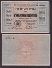 20 Krona Banknote Municipality of Reichenberg 15.02.1919 (102069)