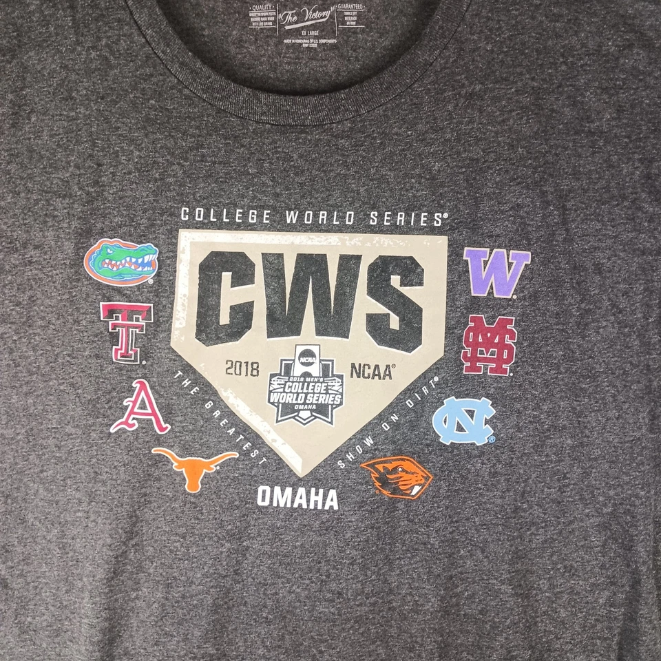 Camiseta gris para hombre 2XL béisbol Omaha Longhorns UT 2018 Serie Mundial universitaria CWS Foto 3 de 4