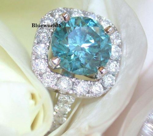 Ct Aqua Blue Round Moissanite White Stone 925 Sterling