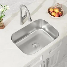 23'' Undermount Kitchen Sink, Stainless Steel Kitchen Sink Single Bowl, 18 gauge
