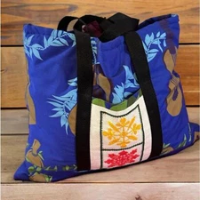 Handmade stitched Hawaiian Aloha ‘Ukulele Flower print fabric Tote bag