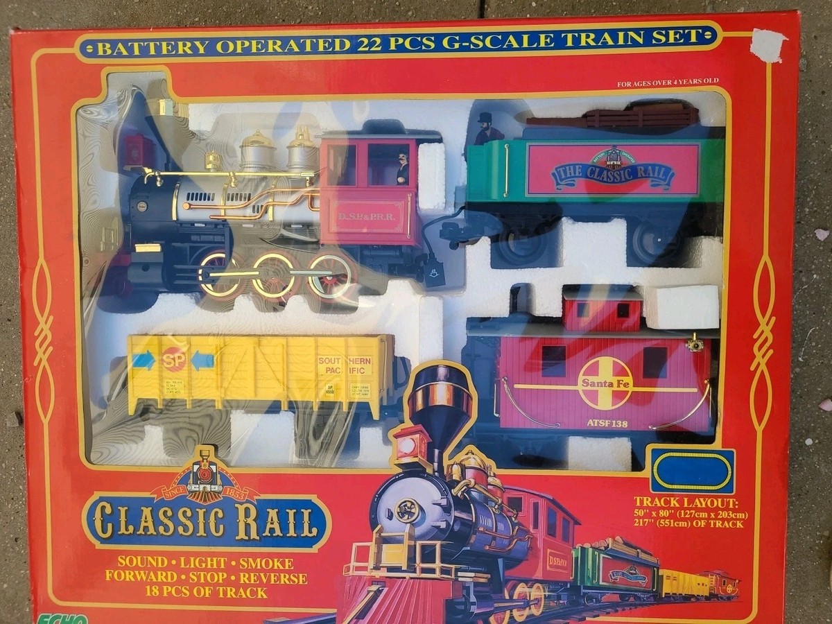 Classic Rail Train Set Echo 22 Pcs Sound Light Smoke Forward Stop 