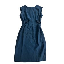 Vintage Leslie Fay Original Black Sleeveless Sheath Dress Embellished Waist