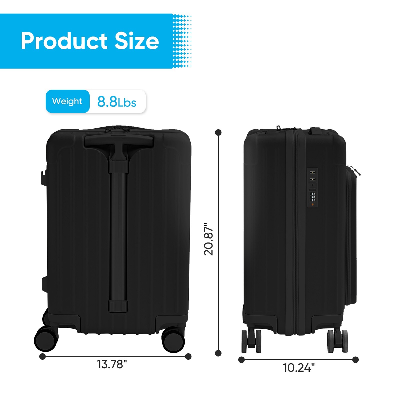 DISHUP Carry-On Suitcase for Kids with Seat, Front Opening Carry-On Luggage