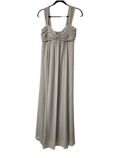 David's Bridal Mercury Gray Chiffon Pleated Bridesmaid Long Dress Size 4 Empire