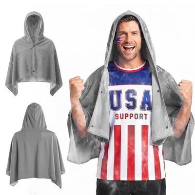Cooling Hooded Beach Towel Cloak for Men Women - Double Layer PVA Fabric Cool...
