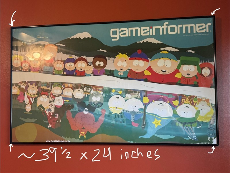 RARE Game Informer South Park Poster Stick of Truth approx 39.5 x 24 prof. frame