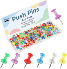 Push Pins for Bulletin Board 220 Pack Assorted Colors Thumb Tacks with Steel