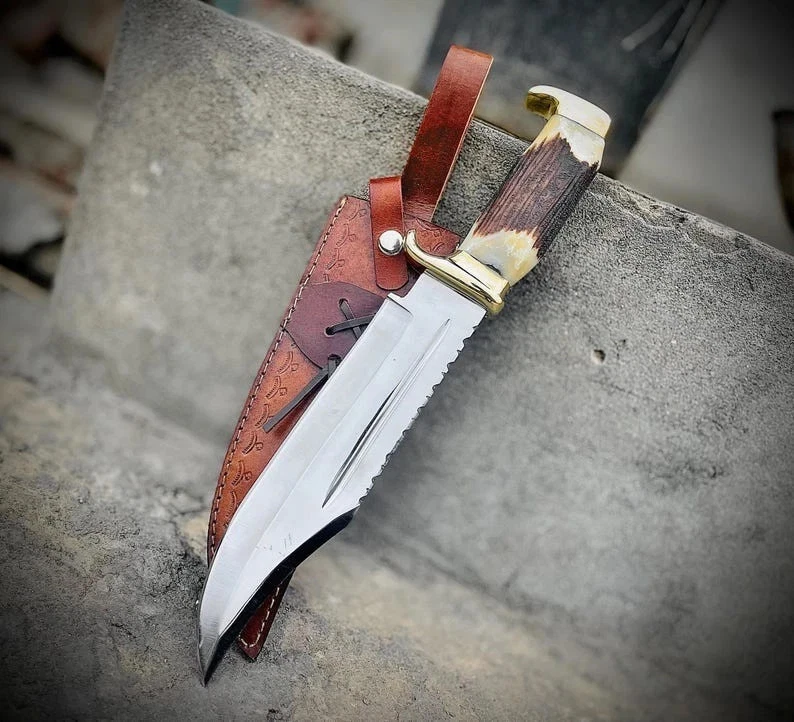 Custom Handmade Carbon Steel Blade Survival Bowie Knife | Hunting Knife Camping