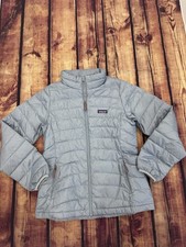 Patagonia Kids Blue/Gray Down Quilted Full Zip Puffer Jacket Stand-Up Collar XXL